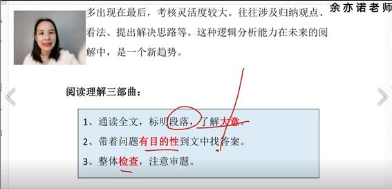 余亦诺老师小学语文阅读理解提分课-讲课截图(3)
